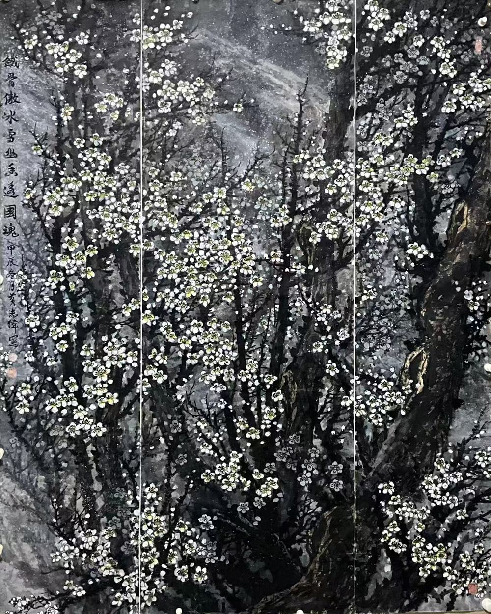 黄志伟+《铁骨傲冰雪，幽香透国魂》+中国画